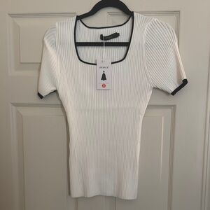 White Ribbed Short Sleeve Bodysuit